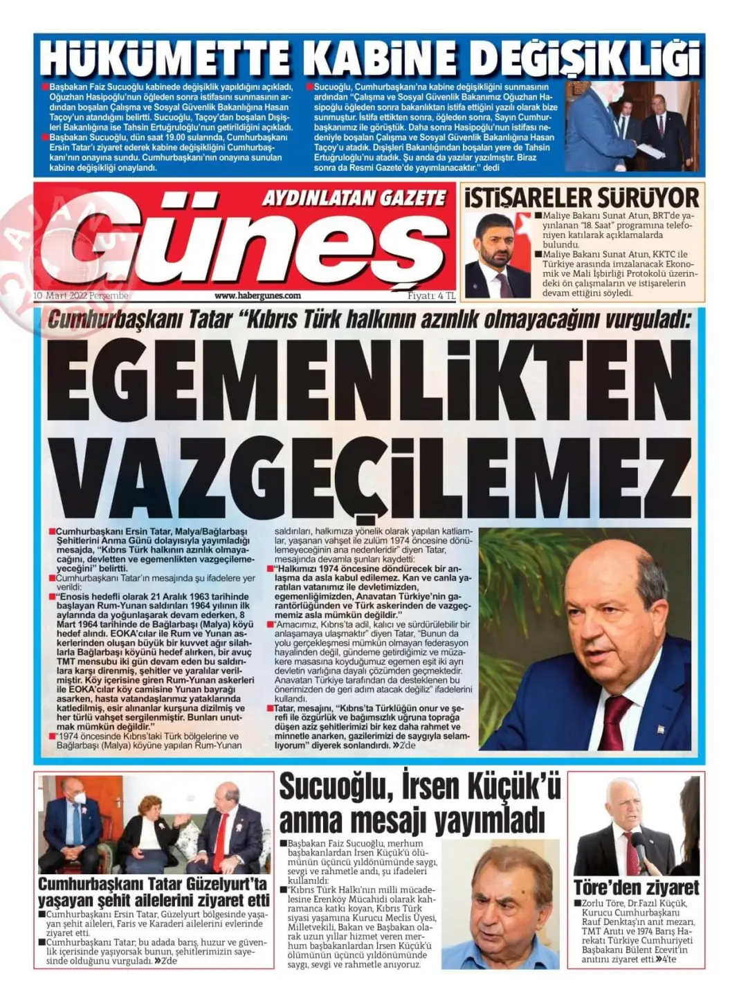 10 Mart 2022 Perşembe Gazete Manşetleri 14