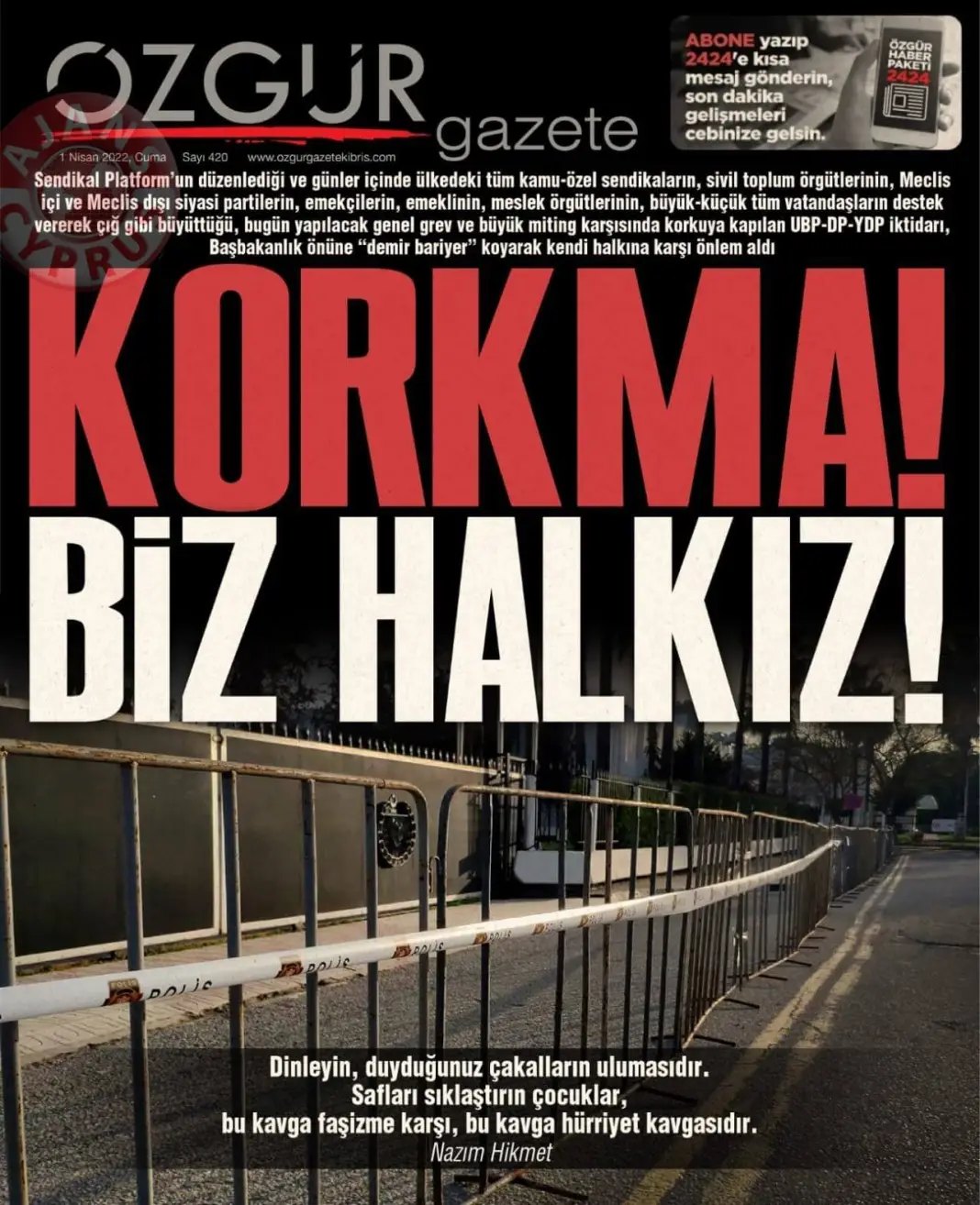 1 Nisan 2022 Cuma Gazete Manşetleri 9