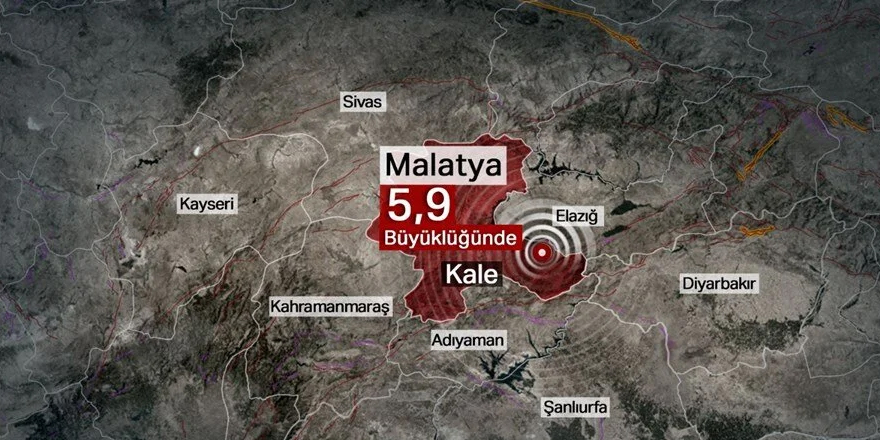 Malatya’nın Kale ilçesinde 5,9 büyüklüğünde deprem oldu